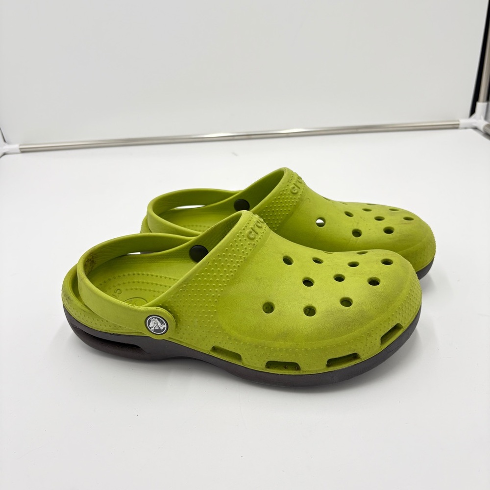 Crocs Duet Plus Classic Clogs Sandals Lime Green Grey Women’s Size 9 Mens Size 7